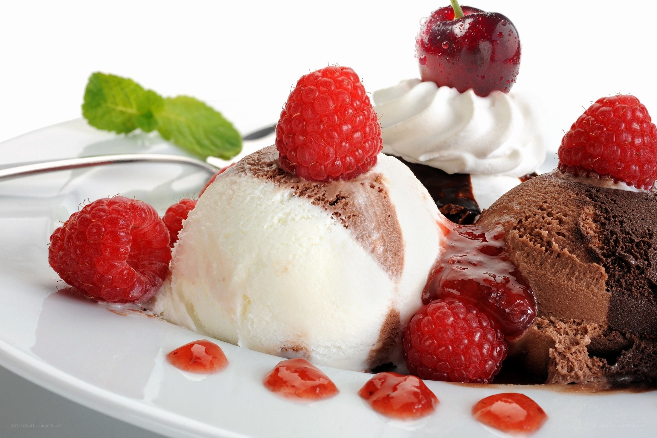 ice cream sundae with berries