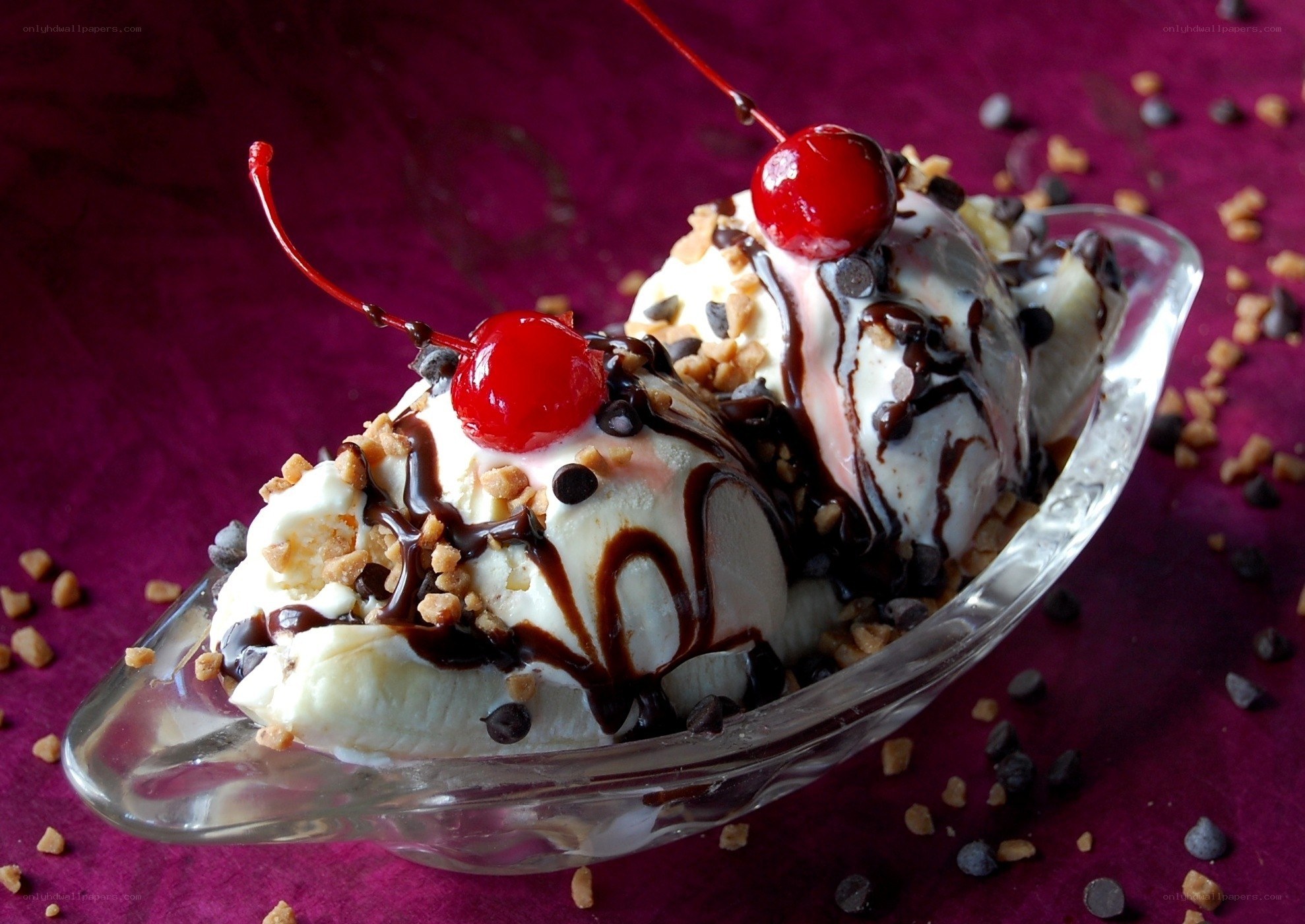 ice cream sundae with cherries