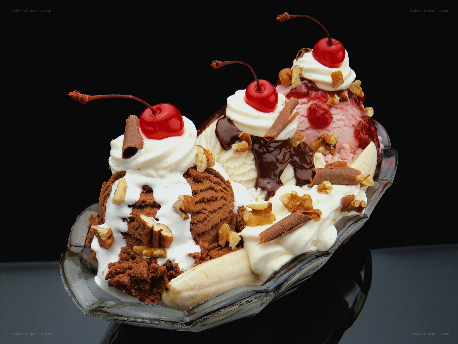 Ice cream sundae with cherries
