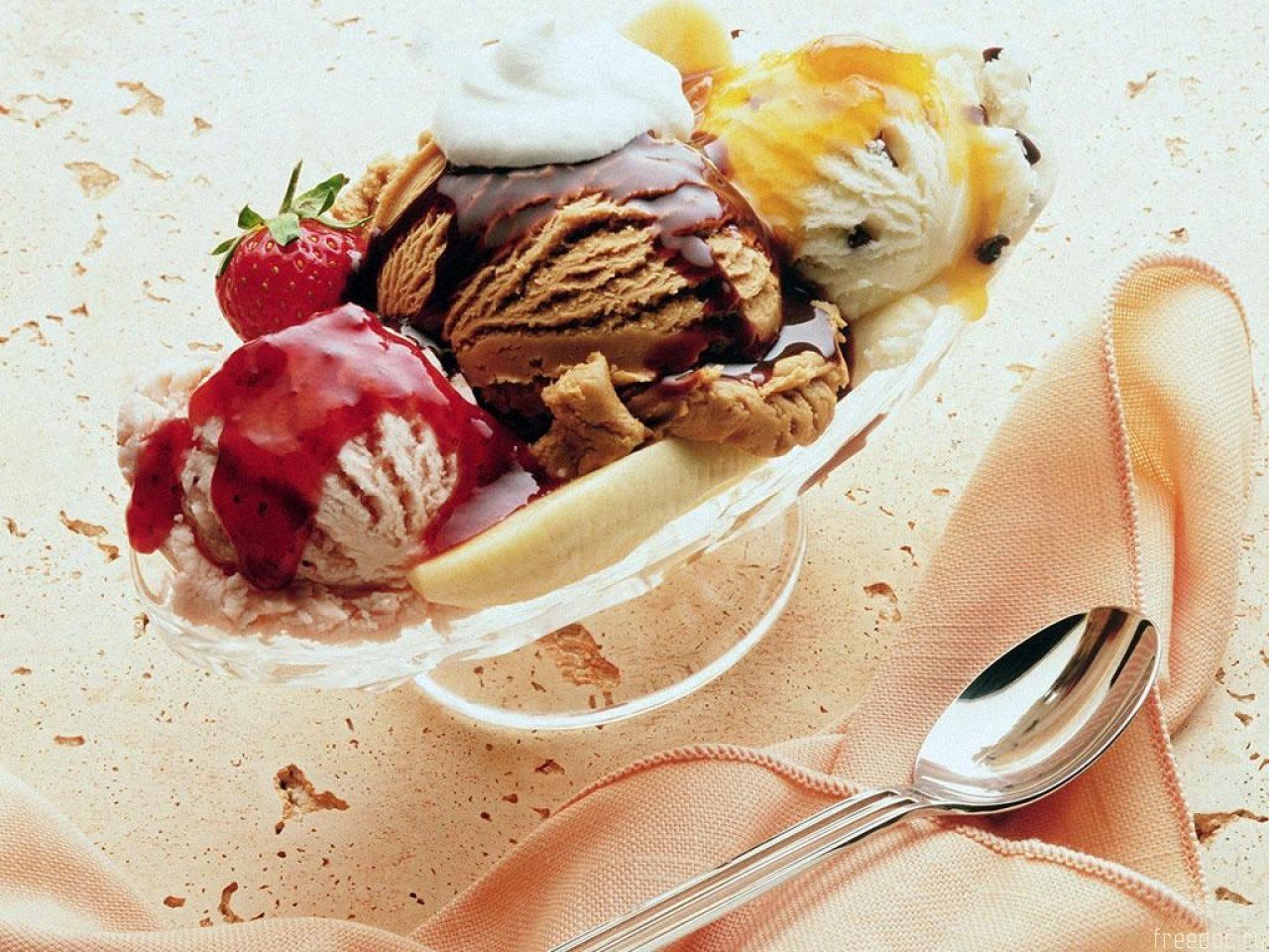 Ice cream sundae with toppings