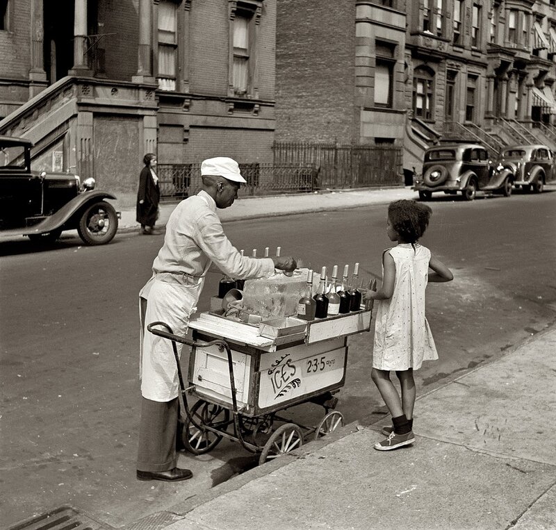 Ice cream vendor with child