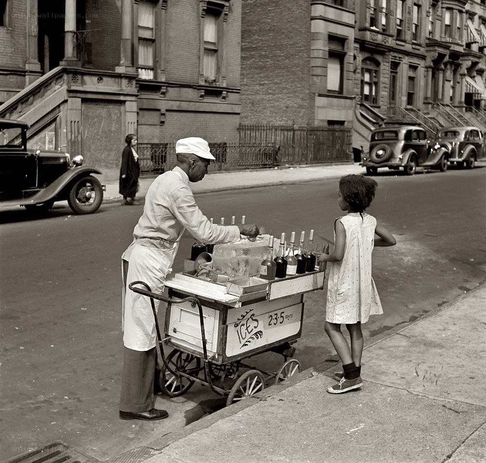 Ice cream vendor with child