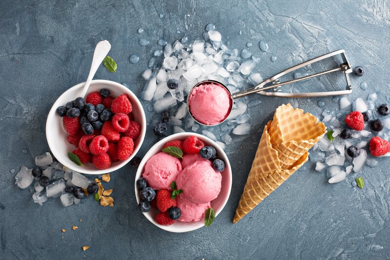 Ice Cream with Berries — Blue, Refreshing