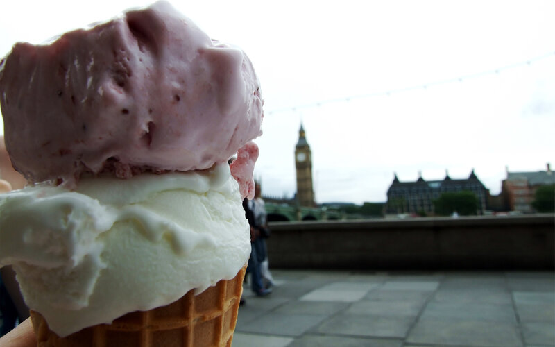 Ice cream with Big Ben view