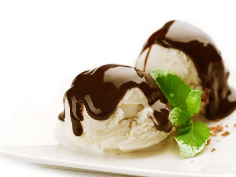 Ice Cream with Chocolate Sauce — White