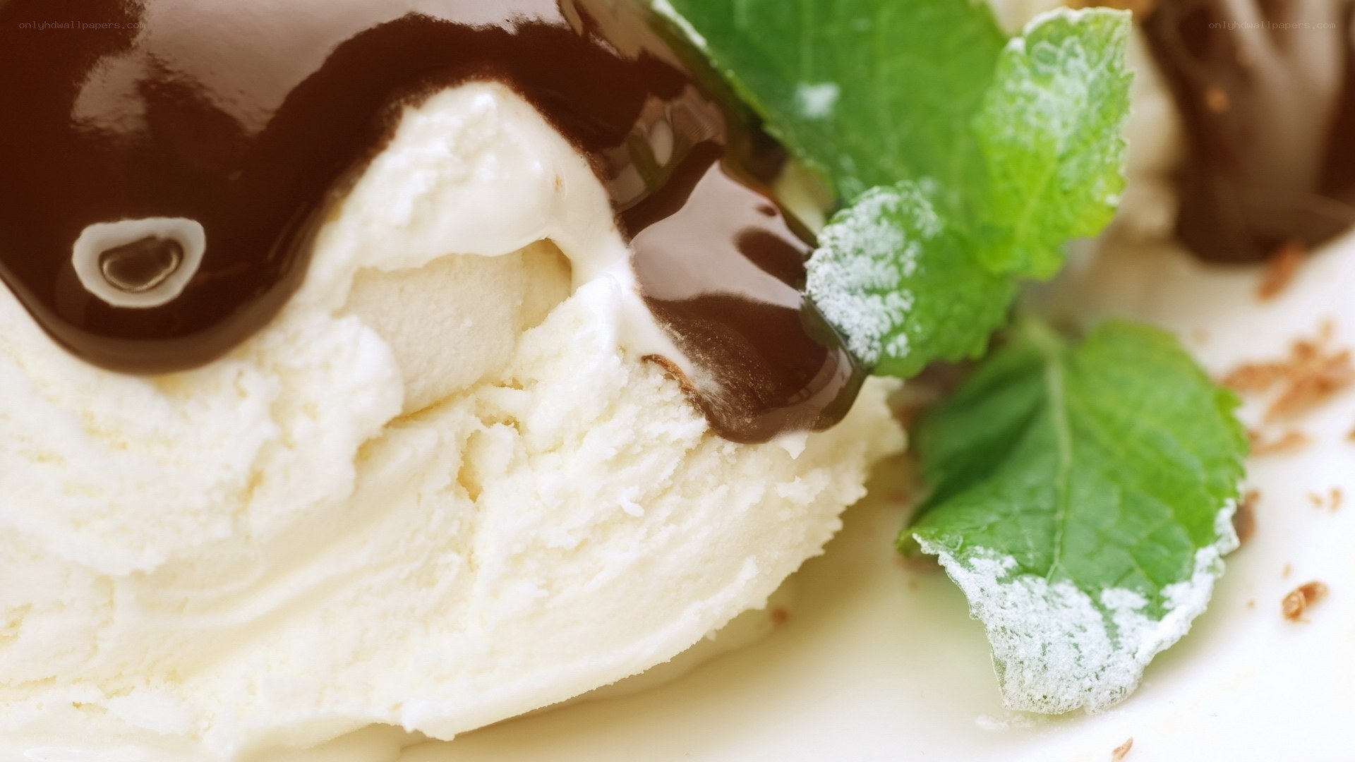ice cream with chocolate sauce
