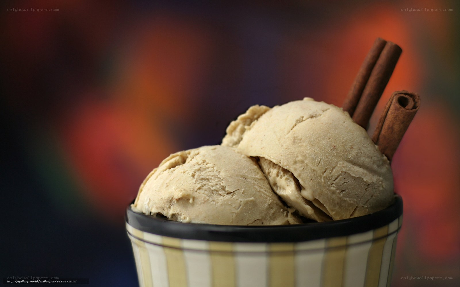 ice cream with cinnamon sticks