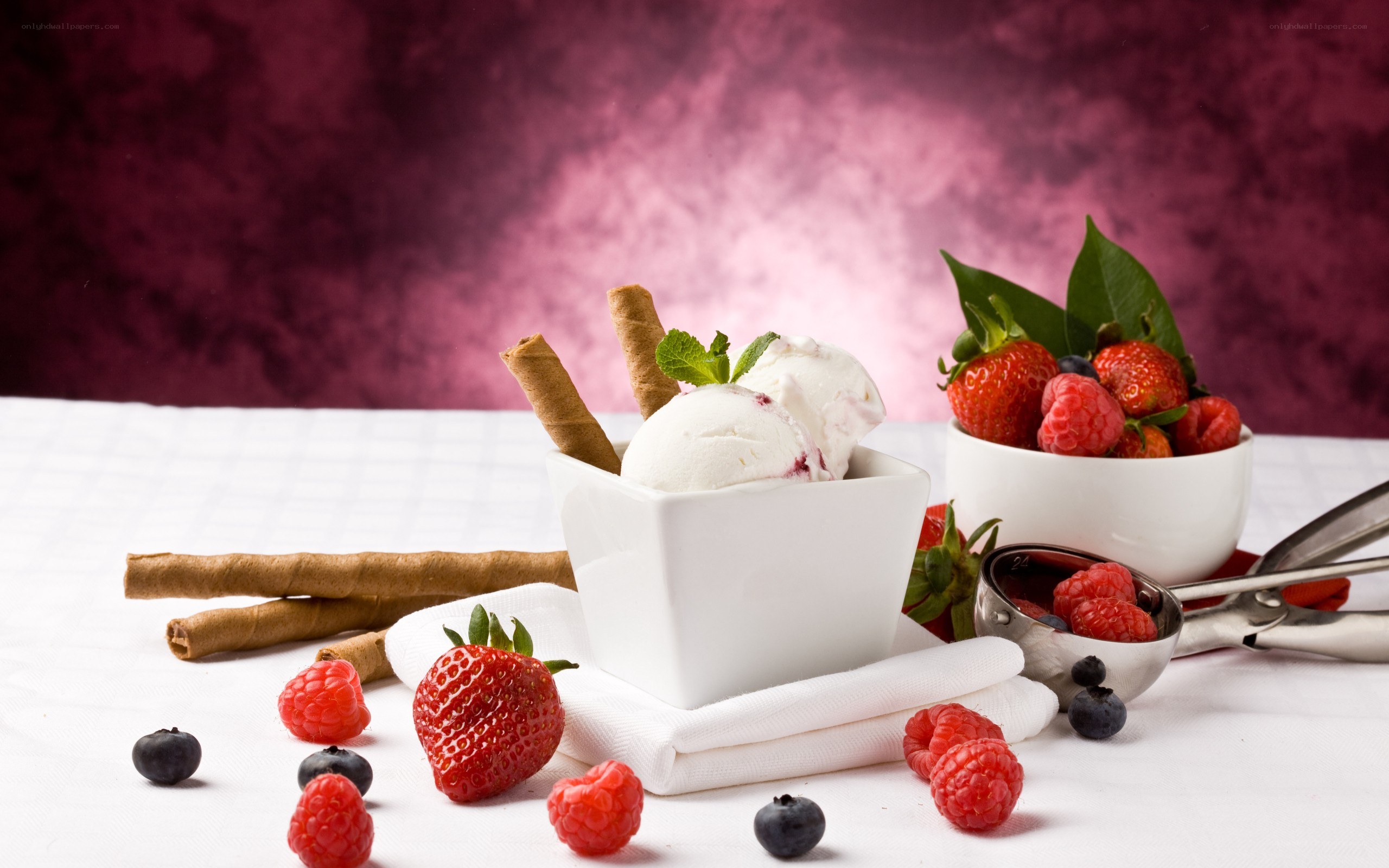 ice cream with fresh berries