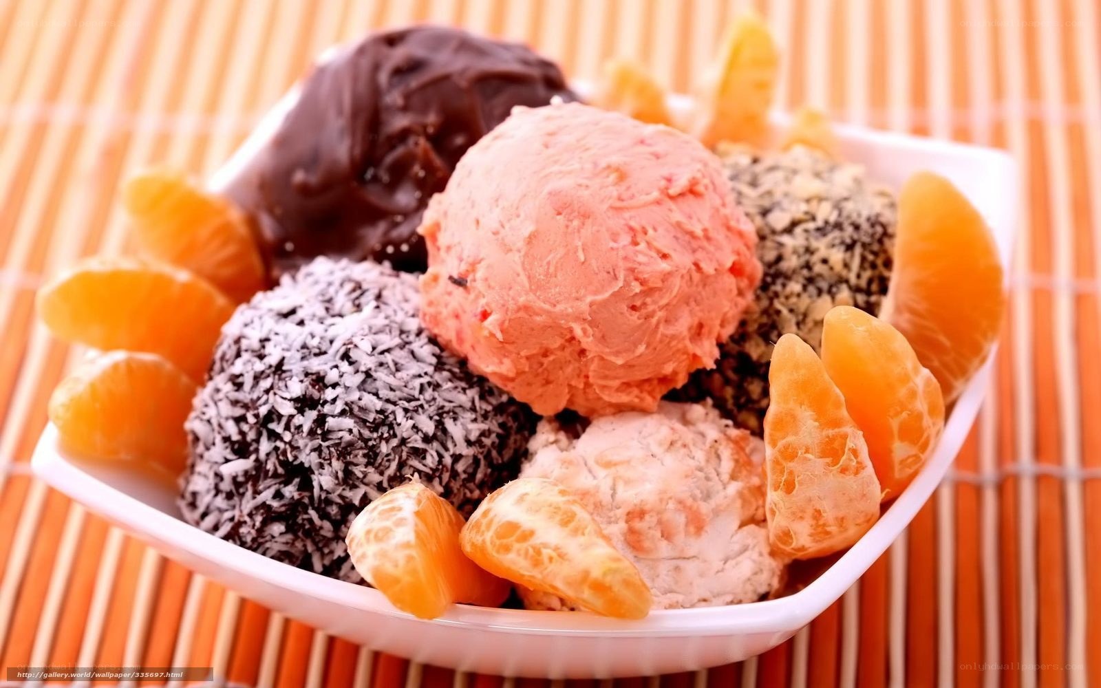 ice cream with fruit and coconut