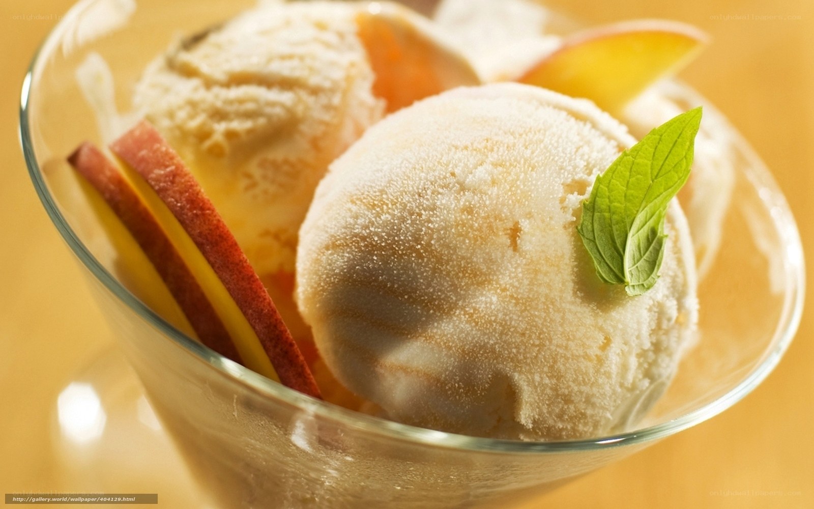 ice cream with fruit and mint