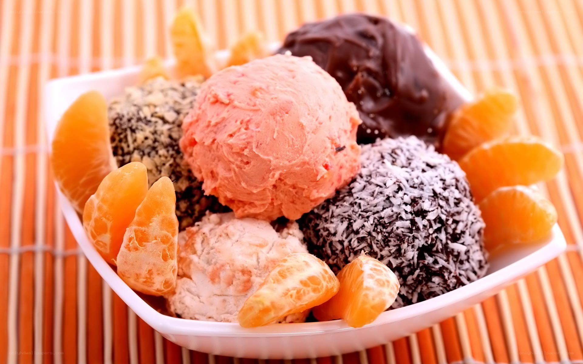 ice cream with fruit and toppings