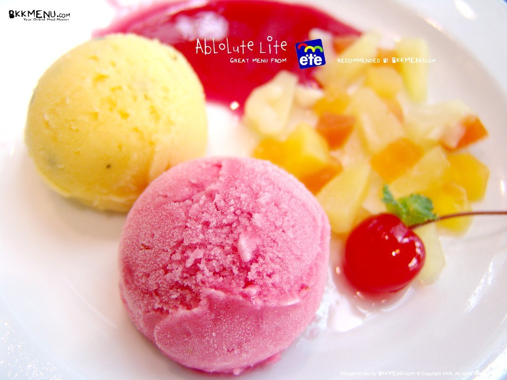 ice cream with fruit salad