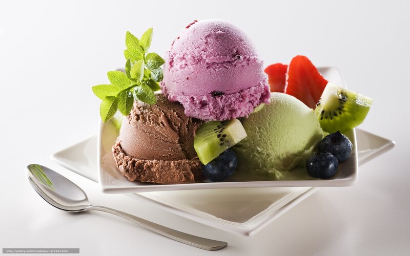 Ice Cream with Fruit — White