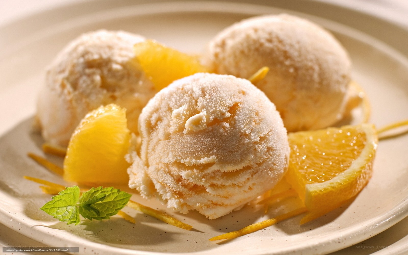 ice cream with orange slices