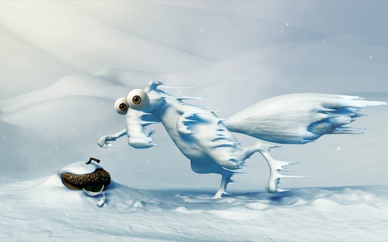 ice creature chasing acorn