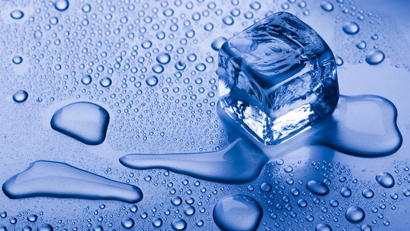 Ice Cube Melting — Blue, Cool, Photograph