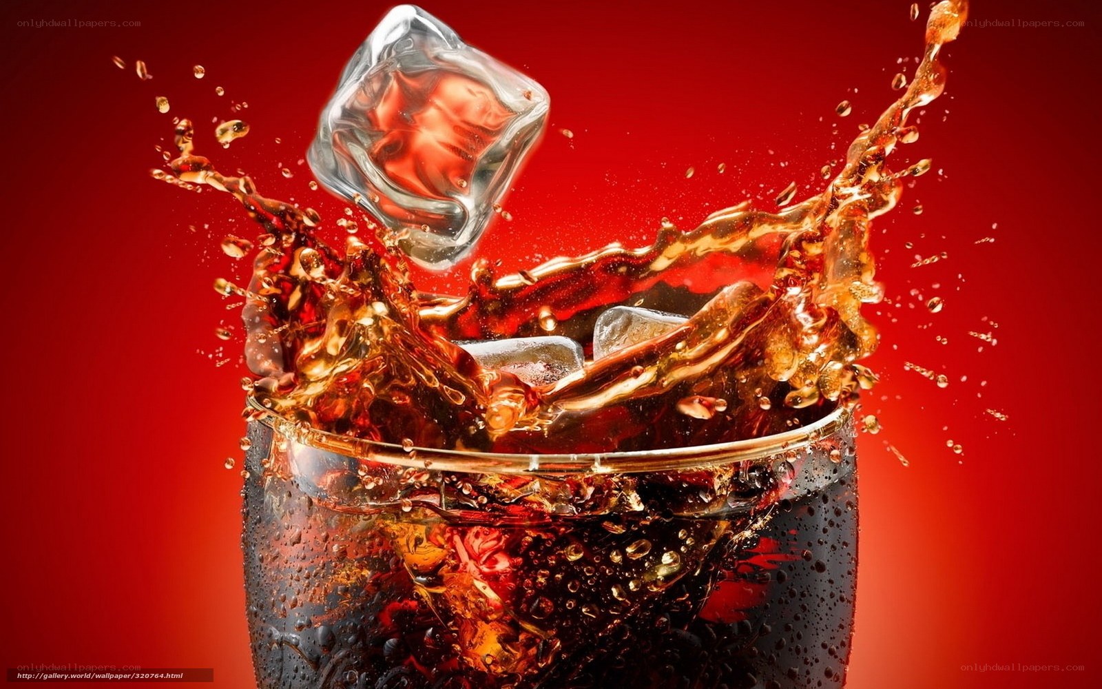 ice cube splashing in soda
