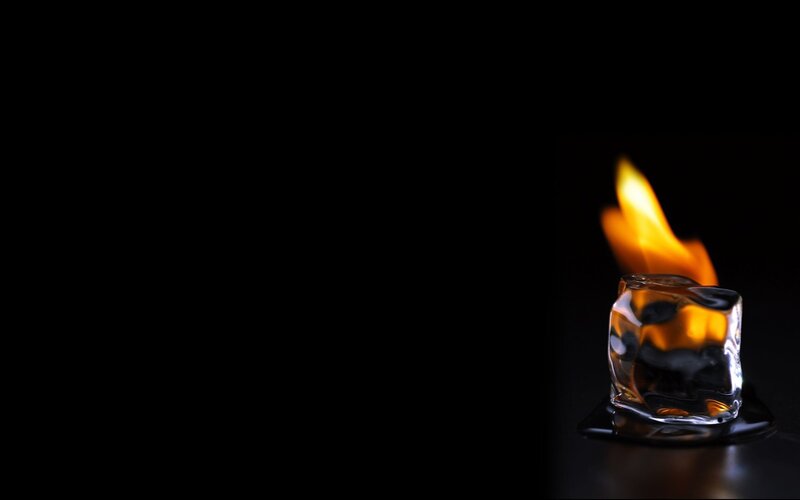 Ice Cube with Flame — Black, Dramatic