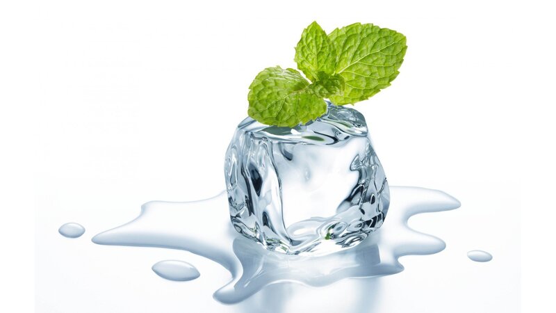 Ice Cube with Mint — White