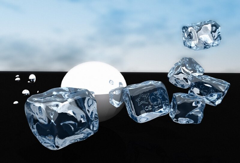 Ice cubes and a sphere