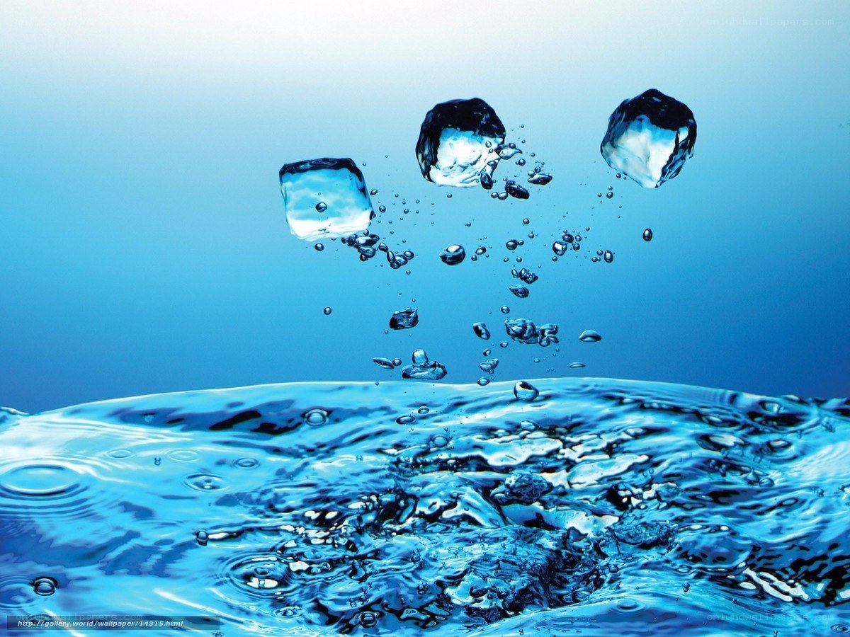 ice cubes falling into water