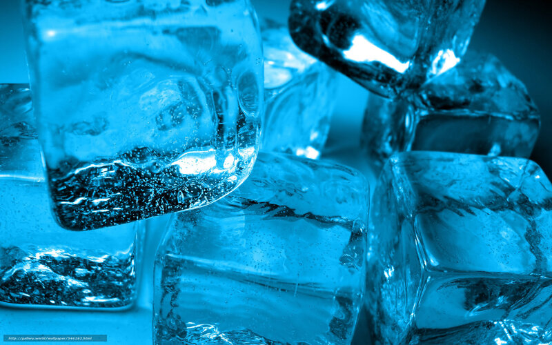 Ice Cubes in Blue Light — Cool, Photograph, Reflection