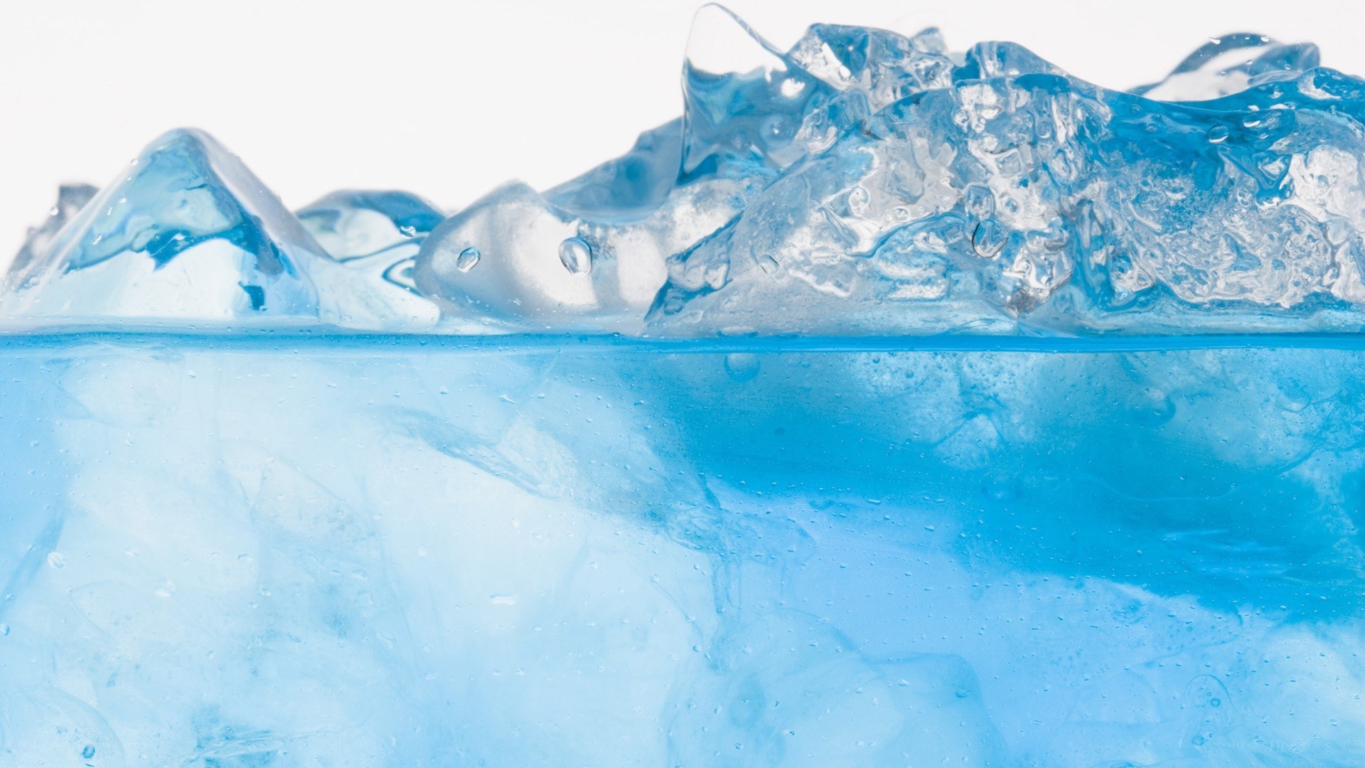ice cubes in blue water