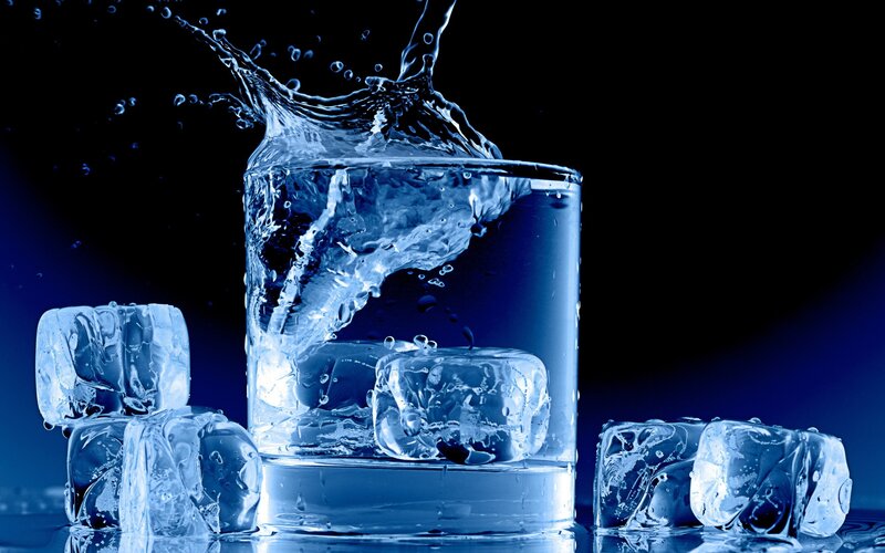 Ice Cubes in Glass — Blue
