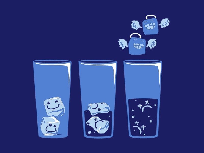ice cubes in glasses