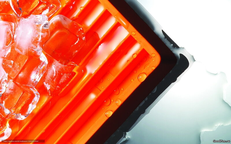 Ice cubes in orange tray
