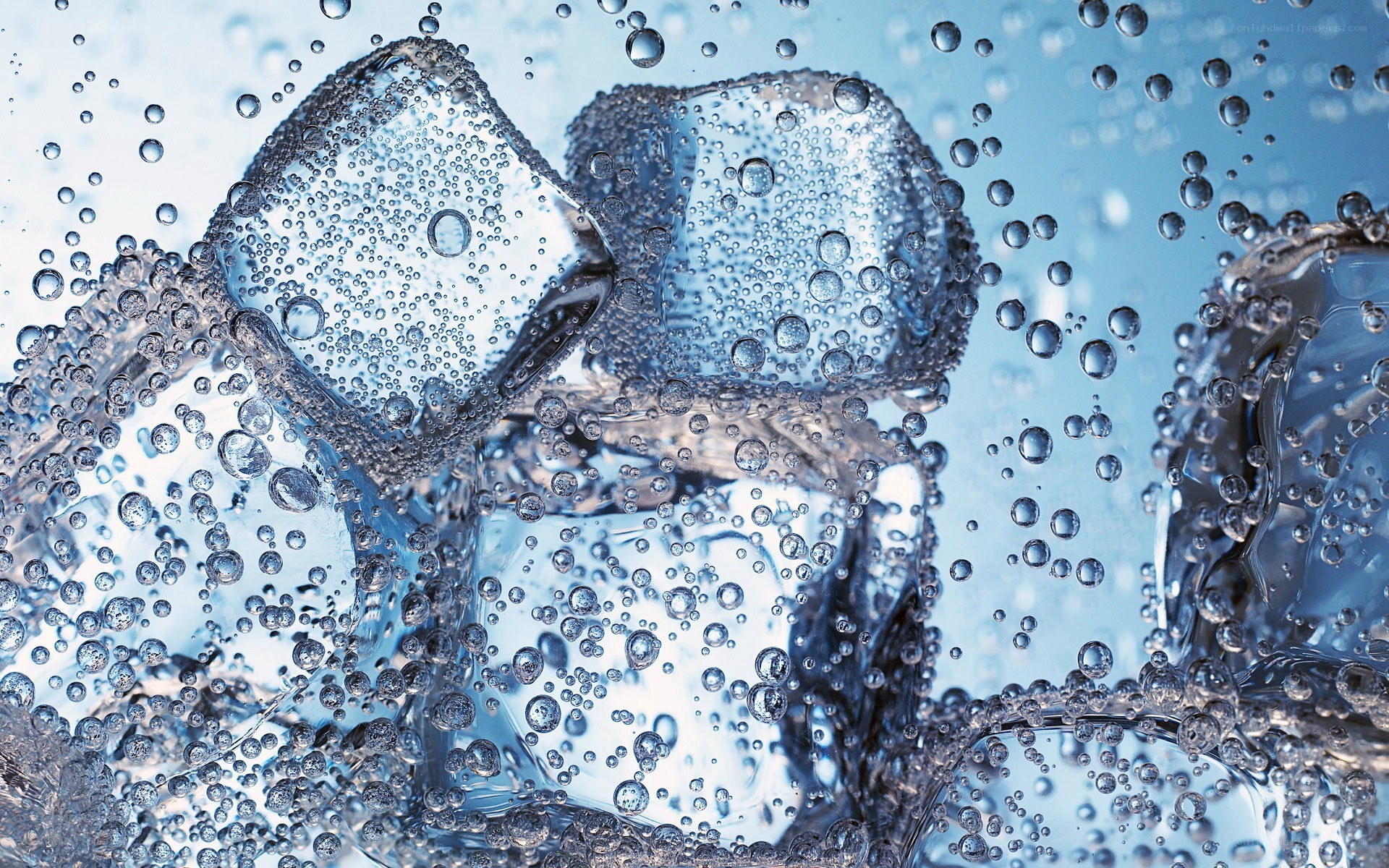 ice cubes in sparkling water