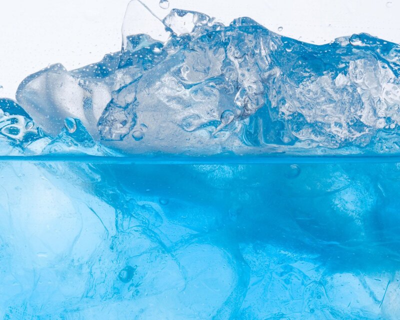 Ice Cubes in Water — Blue, Calm