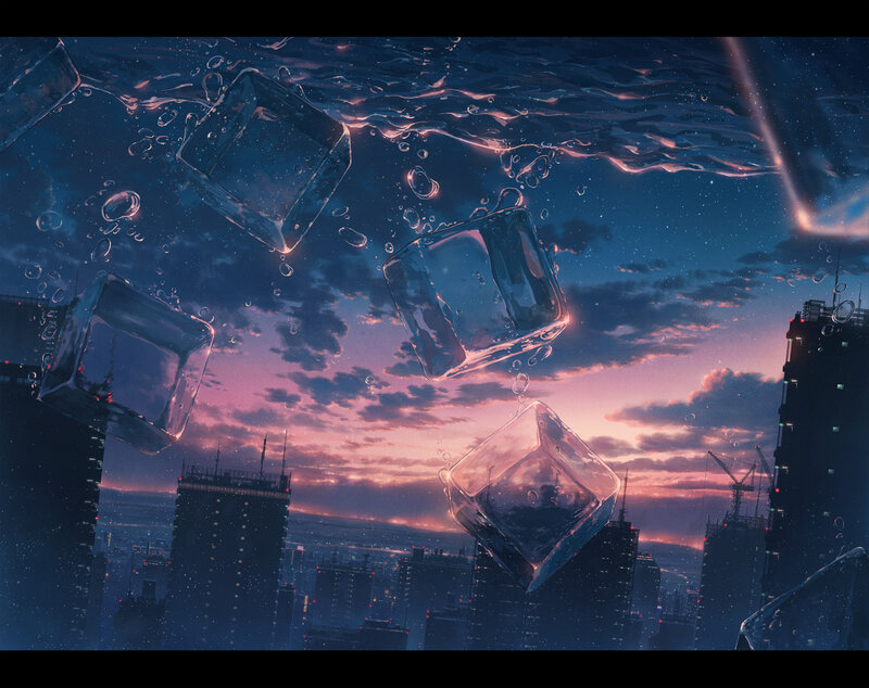 Ice Cubes in Water — Blue, Dreamy