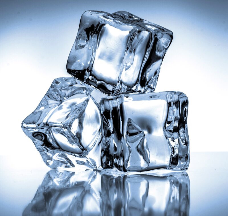 Ice Cubes on Reflective Surface — Blue, Cool