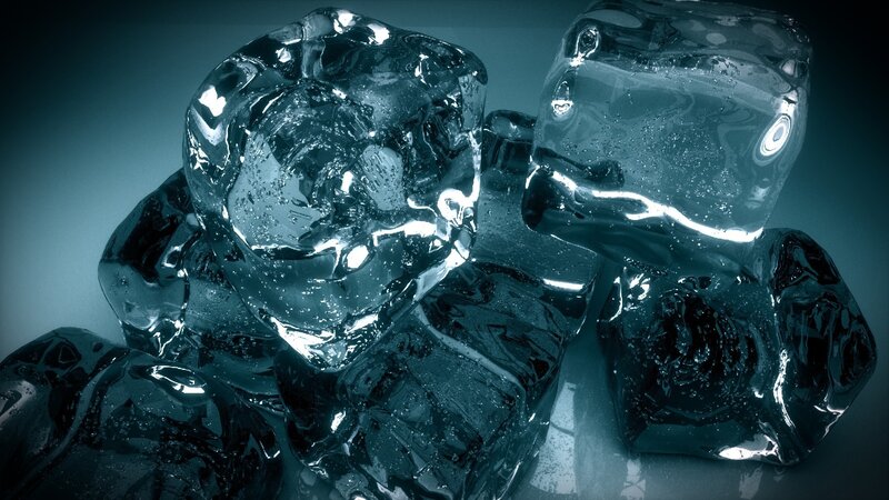 Ice Cubes on Surface — Blue