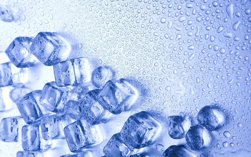 Ice Cubes on Wet Surface — Blue