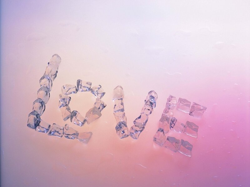 ice cubes spelling love