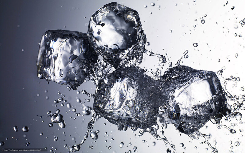 ice cubes splashing in water