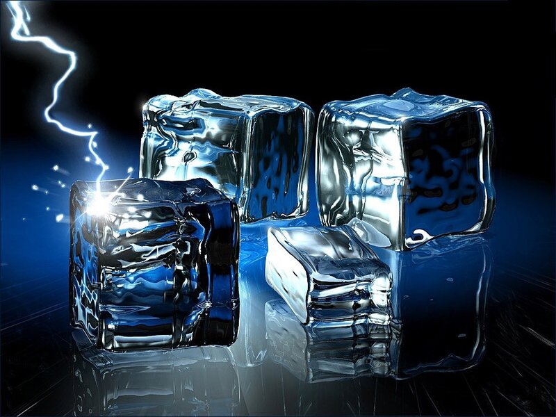 ice cubes with lightning effect