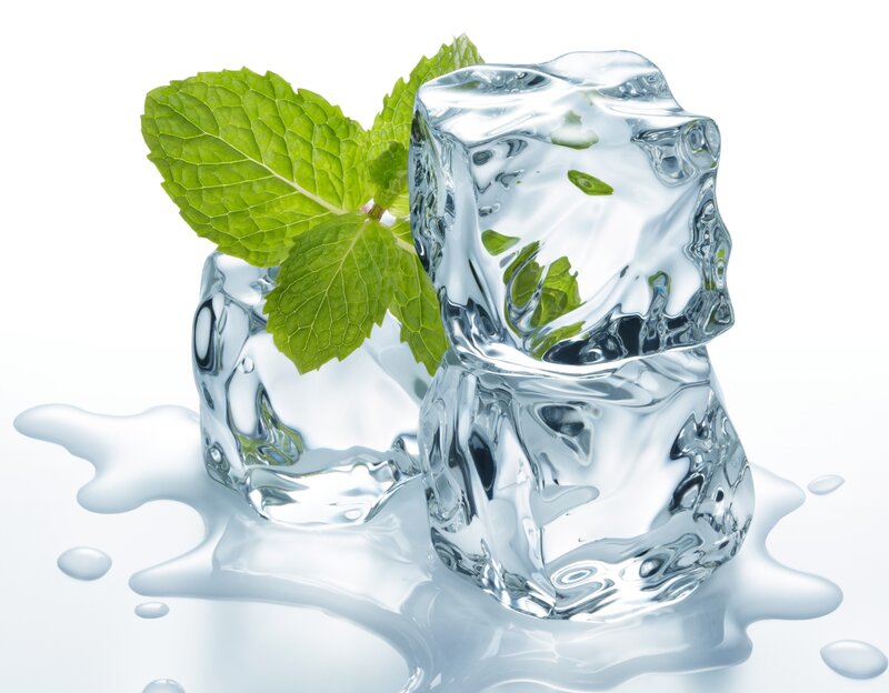 Ice Cubes with Mint — White, Refreshing