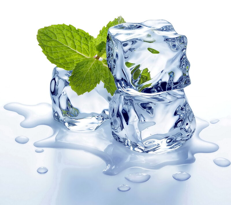 Ice Cubes with Mint — White