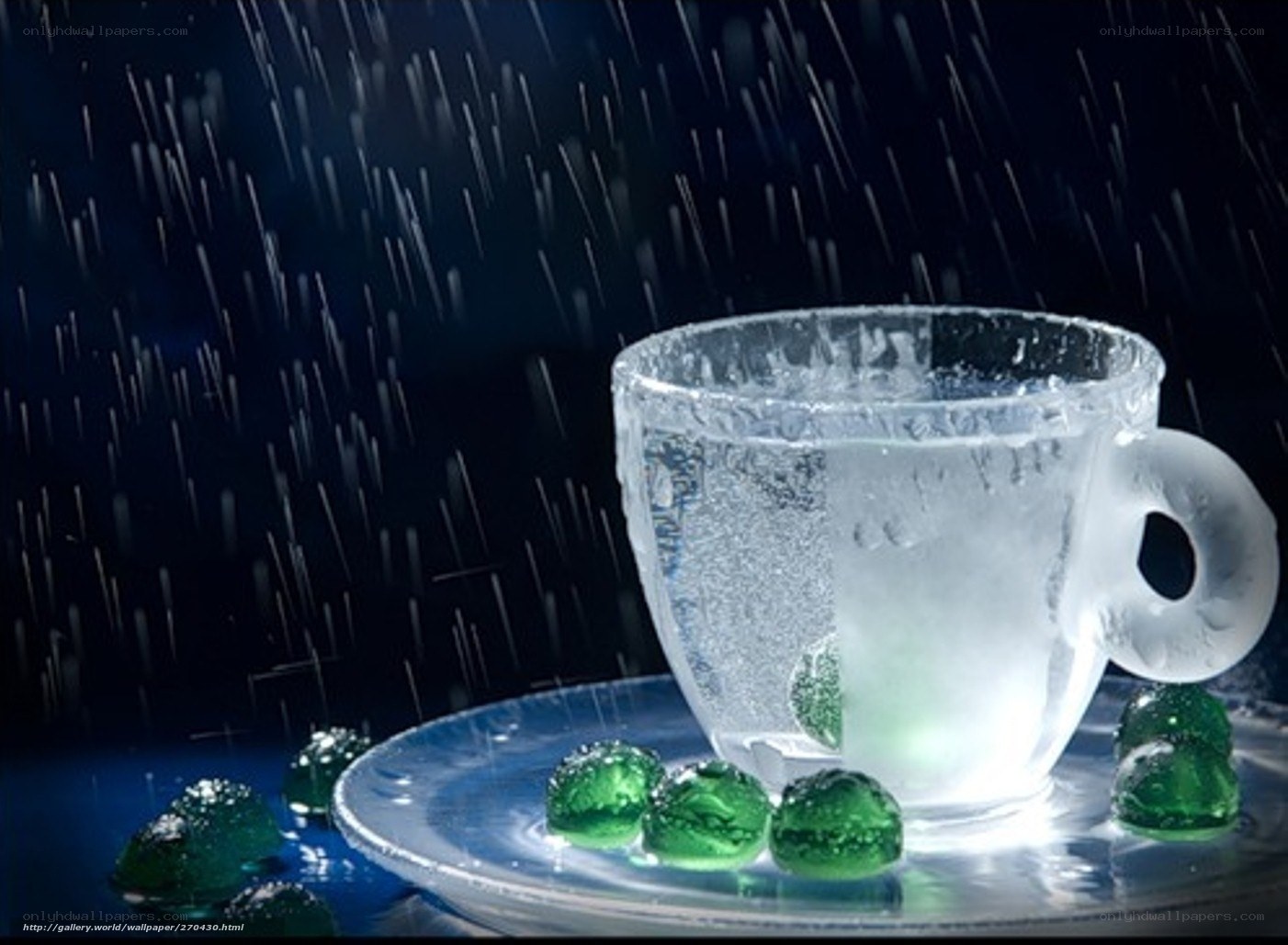 ice cup in rain
