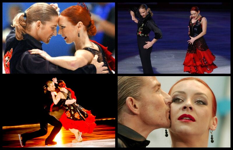 Ice Dancers Performing — Red