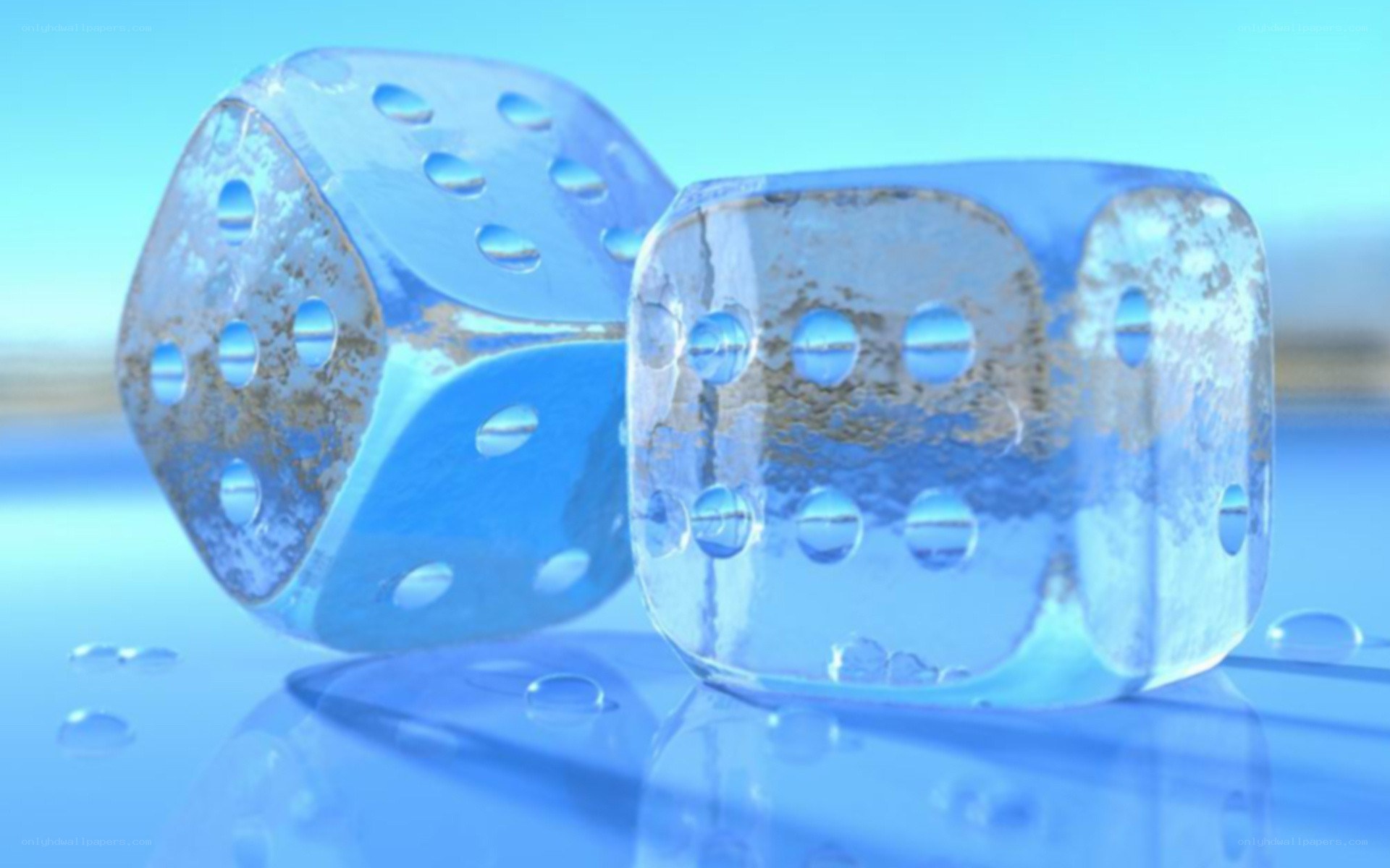 ice dice on blue surface