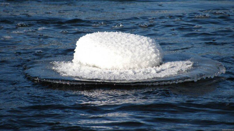 Ice dome on water surface