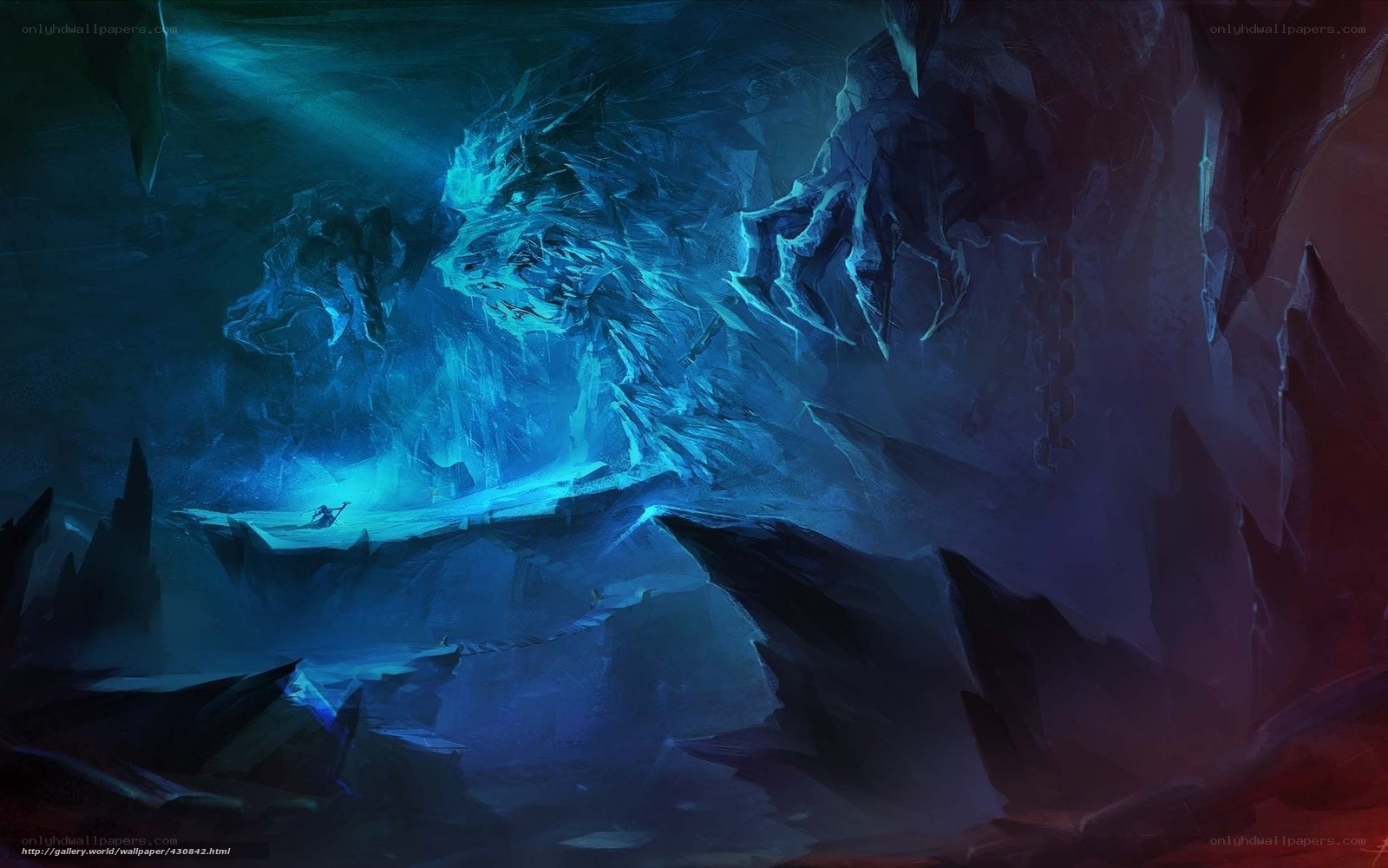 Ice dragon in cavern