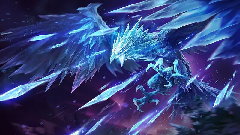 Ice Dragon in Flight — Blue, Dramatic, Night, Digital Art
