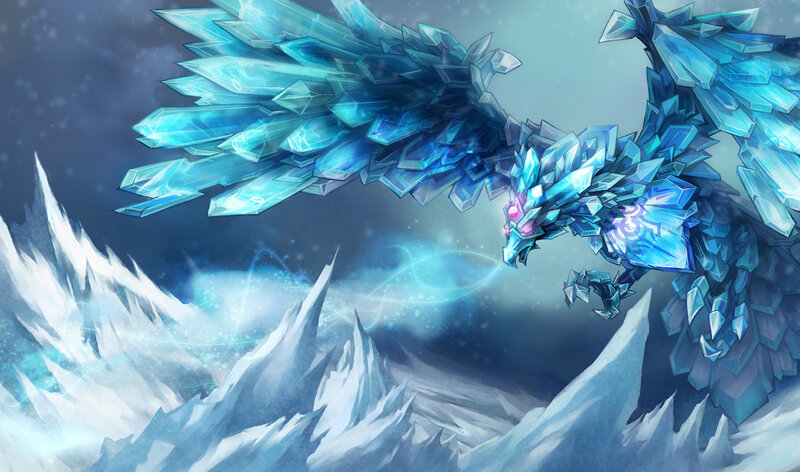 ice dragon in snowy mountains