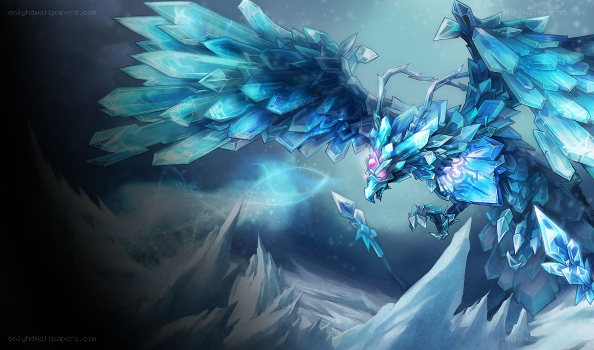 ice dragon in snowy mountains