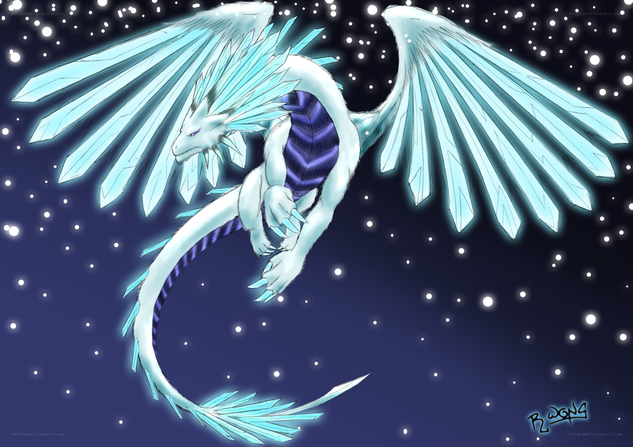 ice dragon in starry sky
